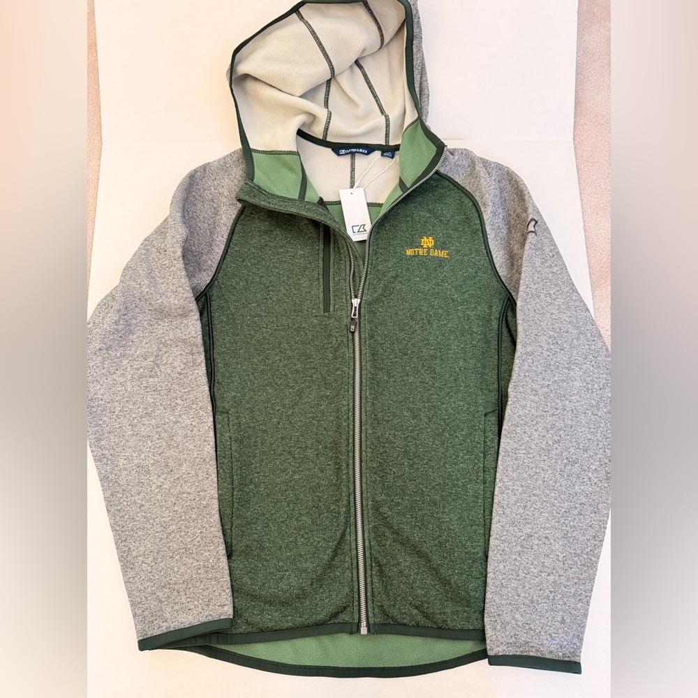 Cutter & Buck Green and Gray Notre Dame Jacket